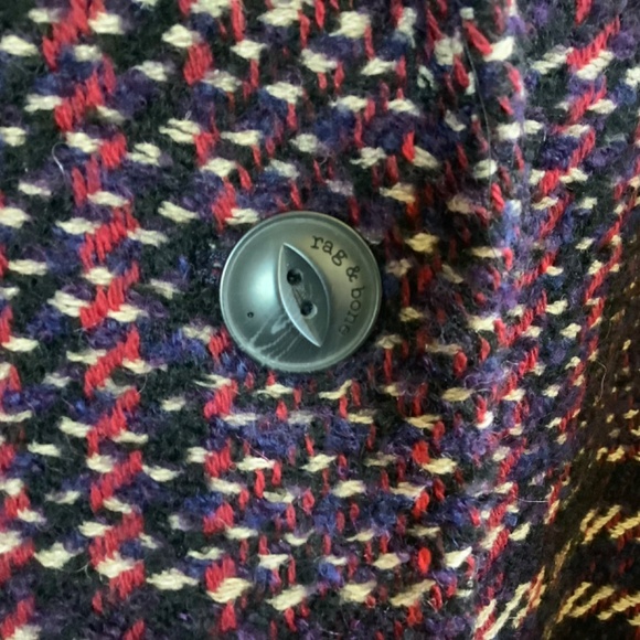 Rag & Bone Estelle Cocoon Wool Blend Plaid Coat Purple SZ Large - Picture 13 of 16